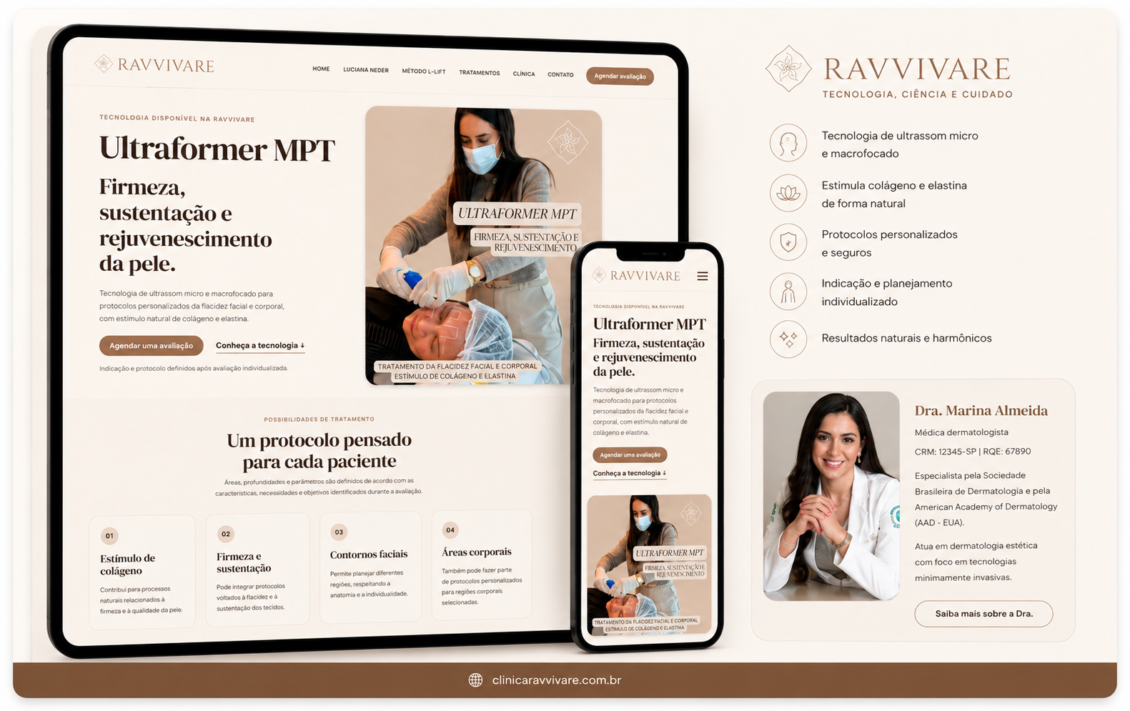 Landing page Ultraformer MPT da Clínica Ravvivare